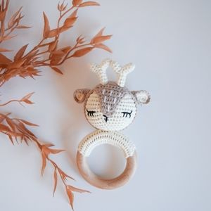 Wooden and crochet rattle